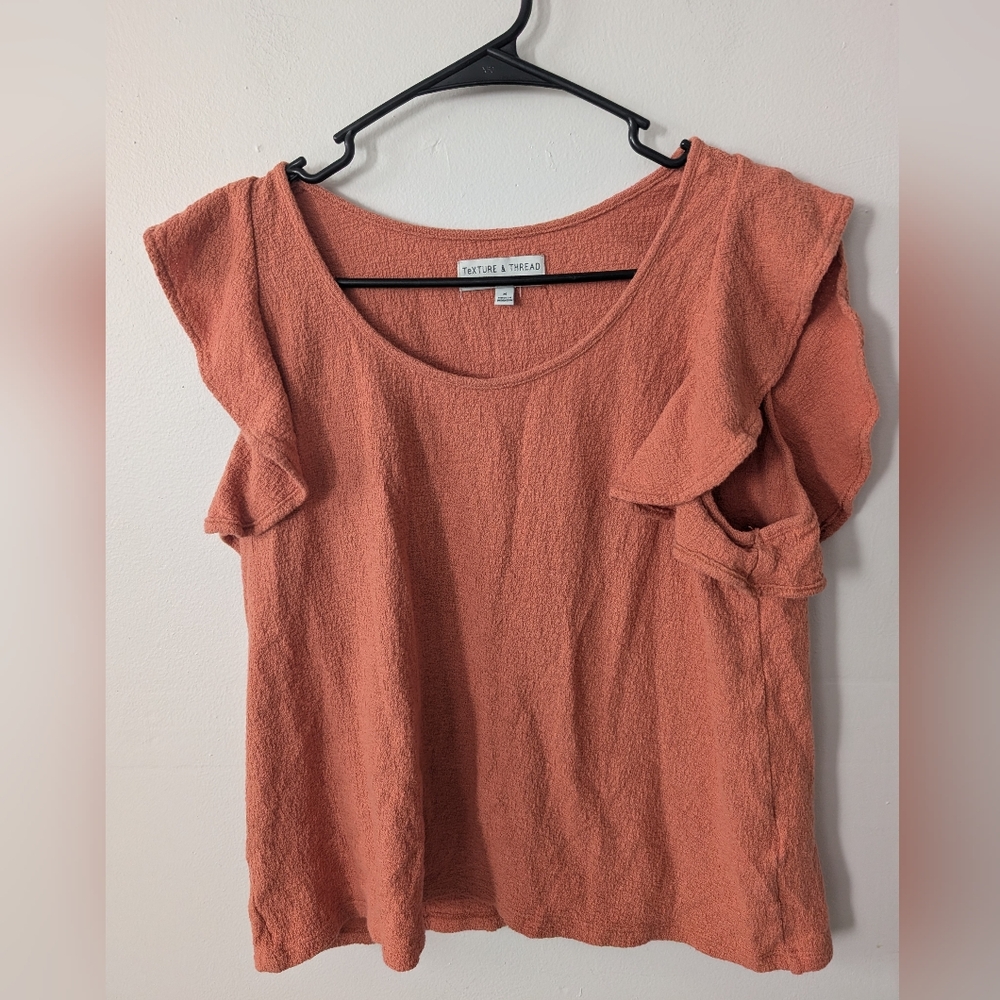 Madewell Texture & Thread Burnt Orange Women's Blouse Size M